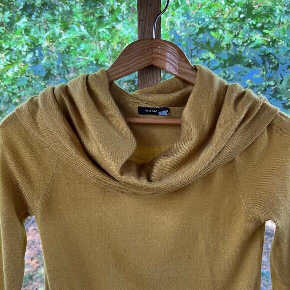 Moma Women's Mustard Yellow Cowl Neck Wool Blend Sweater Size 36 (S) - Picture 6 of 11